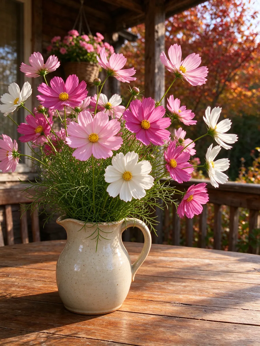 Cosmos (Cosmos bipinnatus) botanical illustration