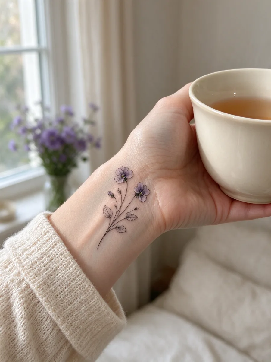 February birth flower tattoo design