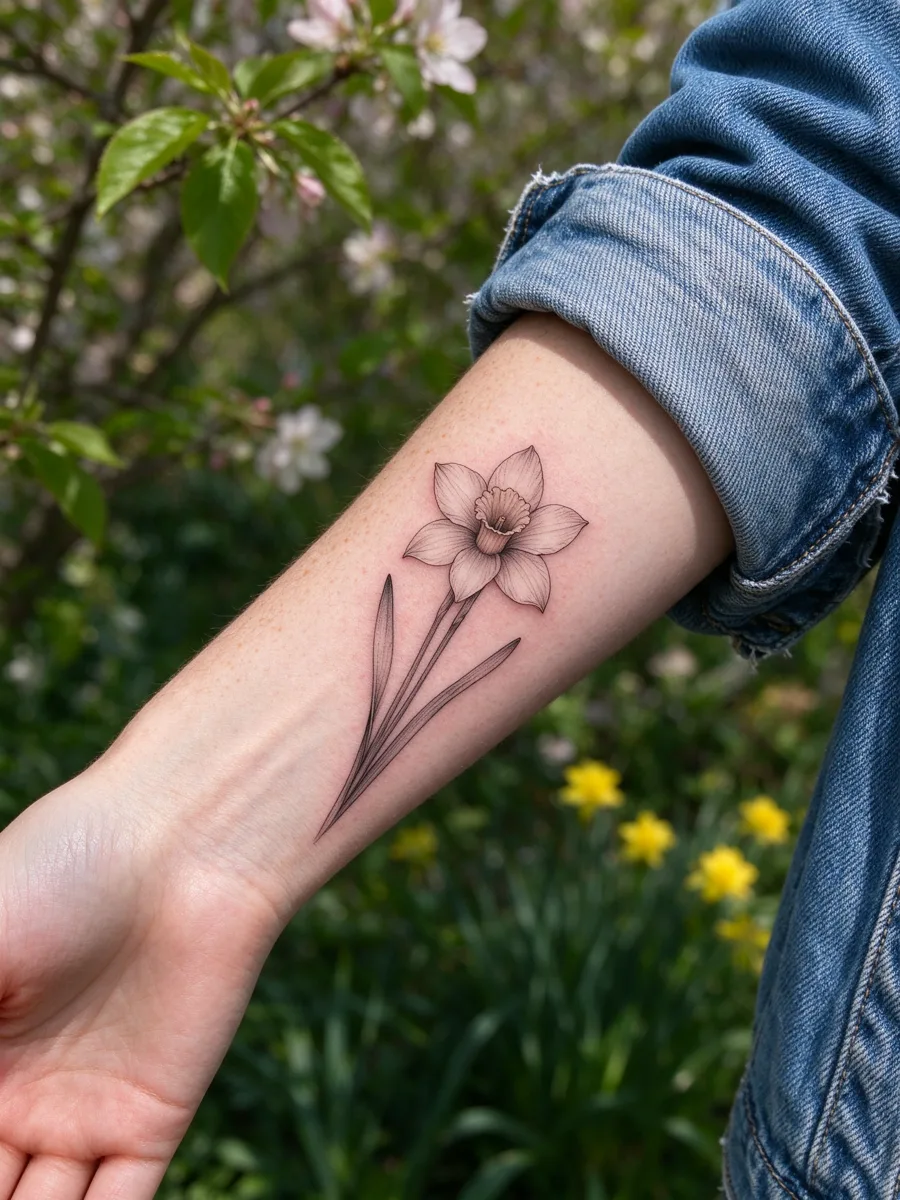 March birth flower tattoo design