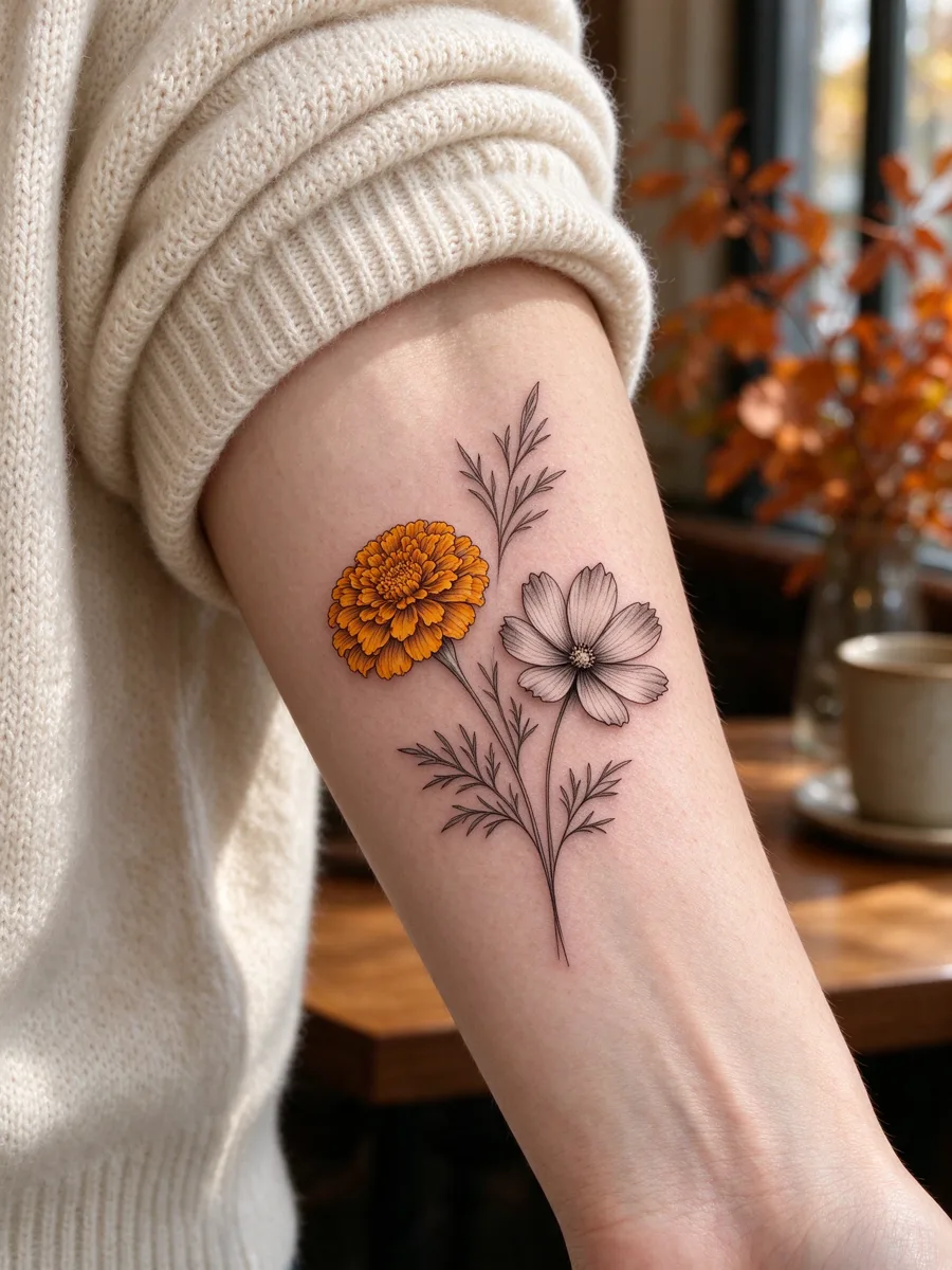October birth flower tattoo design